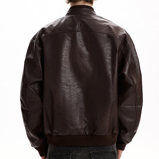 Herren Oversized Kunstlederjacke im Worker-Look mit Pattentaschen Shop Nory