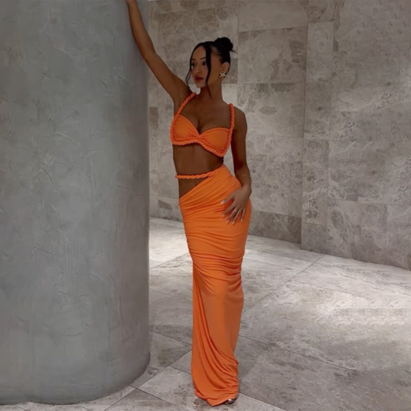 Damen Oberteil und Maxi Rock Set