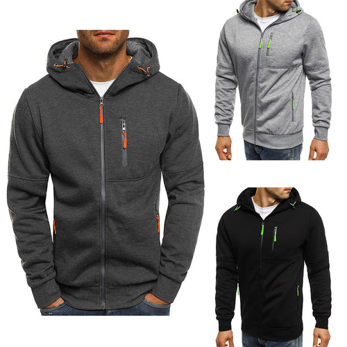 Herren funktionelle Kapuzenjacke mit durchgehendem Reißverschluss, Brust- und Seitentaschen sowie Kordelzug Shop Nory