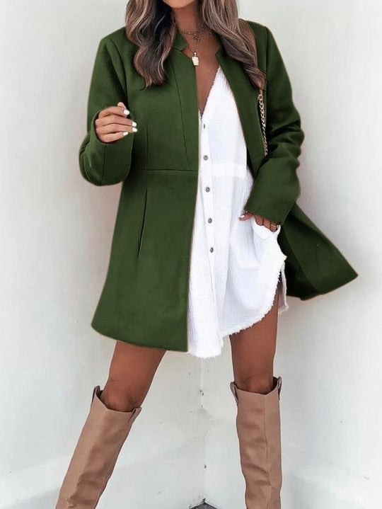Damen Longline Blazermantel mit taillierter Teilungsnaht und cleanem V‑Ausschnitt Shop Nory