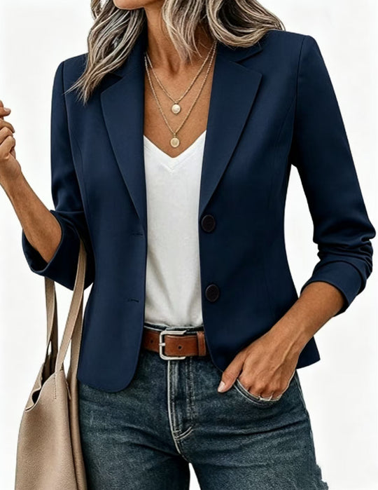 Damen nan taillierter Kurzblazer mit dekorativen Knöpfen und dreiviertelärmeln Shop Nory