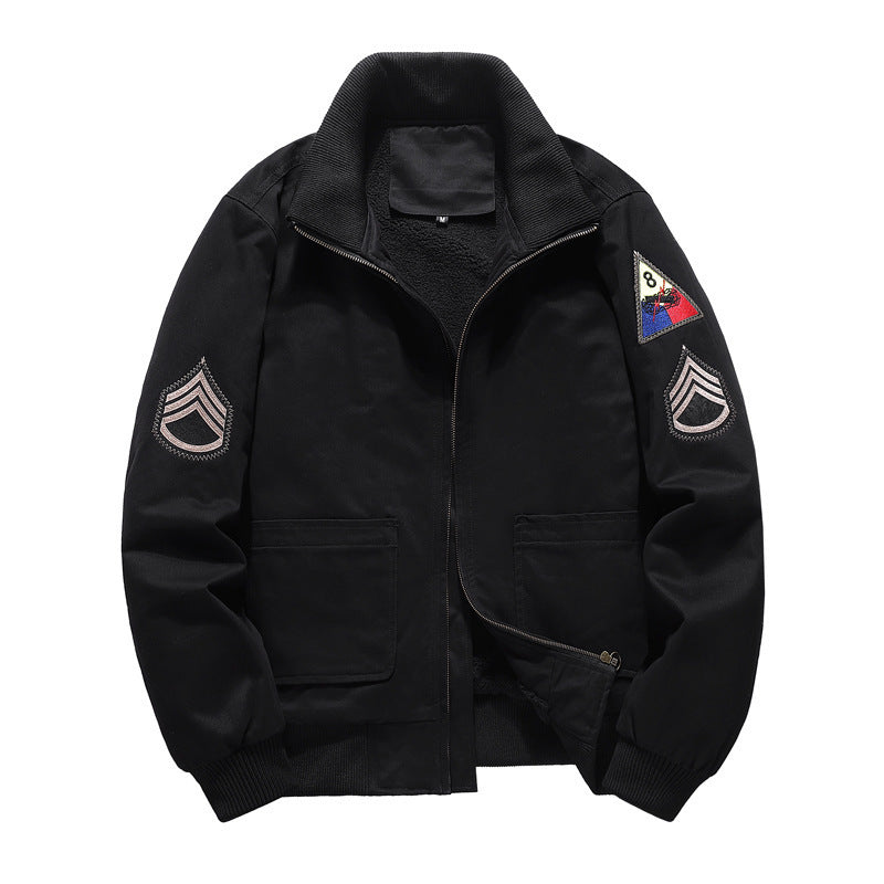 Herren Fliegerblouson mit Sherpa-Innenfutter, gestickten Patch-Details und geripptem Saum Shop Nory