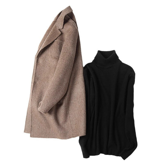 Herren Strukturierter Longcoat aus Wollmix mit fallendem Revers und Ein-Knopf-Verschluss Shop Nory