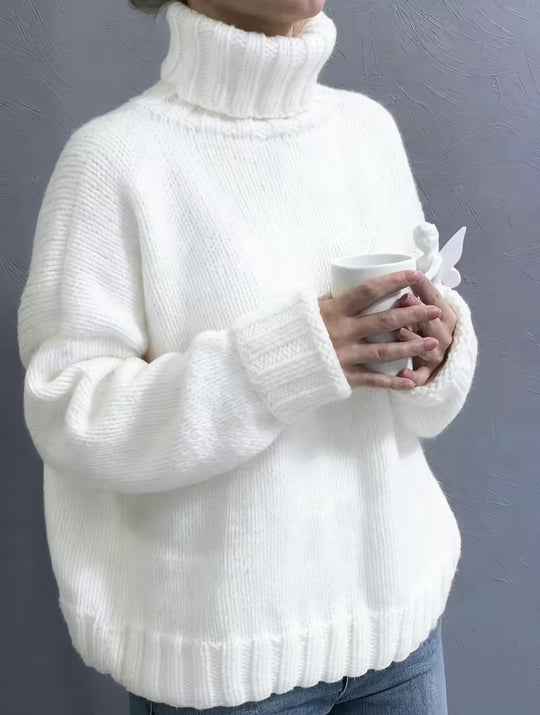 Damen Oversize-Rollkragenpullover im Fluffy-Mix mit breiten gerippten Bündchen Shop Nory