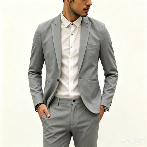Herren Zweiteiliges Slim‑Fit Anzugset mit schmalem Revers und Stretchgewebe Shop Nory