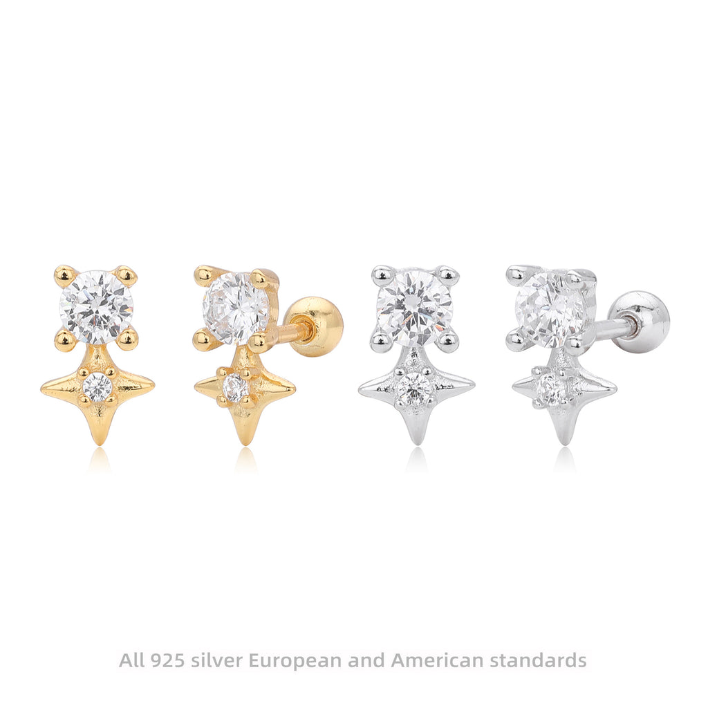 Damen Ohrstecker im funkelnden Sternendesign aus 925 Sterling Silber Shop Nory