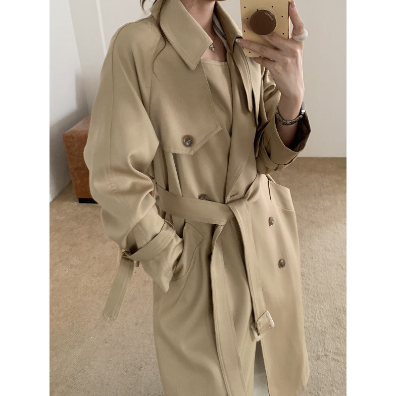 Damen Oversize Trenchcoat mit Doppelreihe, Taillengürtel und Epauletten Shop Nory