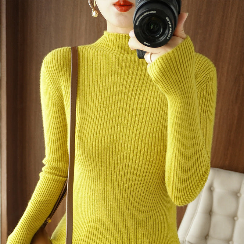 Damen Körperbetonter Rippenstrick-Rollkragenpullover mit Stretch-Effekt Shop Nory