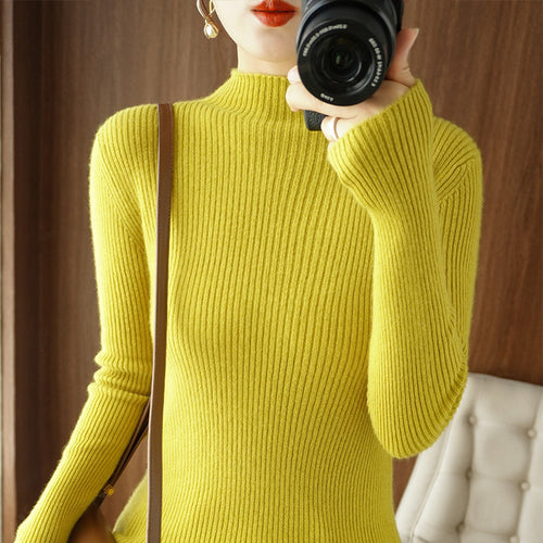 Damen Körperbetonter Rippenstrick-Rollkragenpullover mit Stretch-Effekt Shop Nory