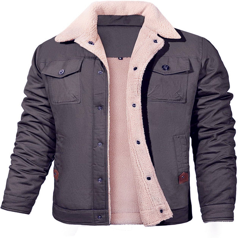 Herren Utility-Arbeitsjacke aus Canvas mit Kunstfellkragen und gesteppter Innenfütterung Shop Nory