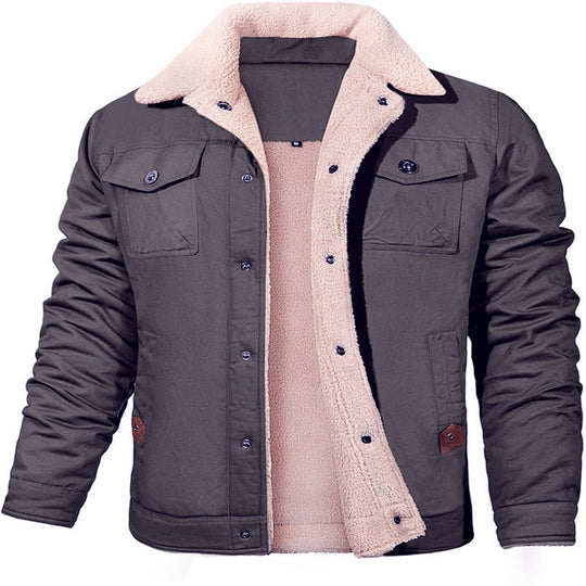 Herren Utility-Arbeitsjacke aus Canvas mit Kunstfellkragen und gesteppter Innenfütterung Shop Nory