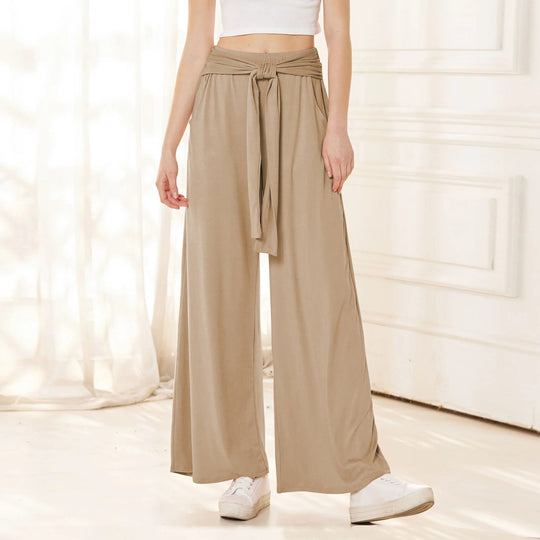 Damen Weite Jersey-Hose mit hohem Bund und Bindegürtel Shop Nory