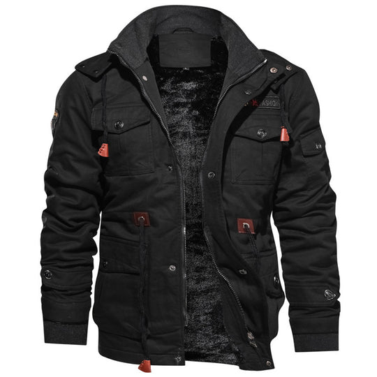 Herren winddichte Multifunktions‑Fieldjacke aus Canvas mit wärmender Teddyplüsch‑Innenlage und verstellbarem Kordzug Shop Nory