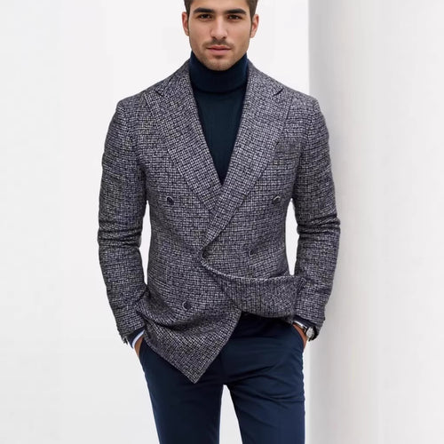 Herren nan zweireihiger strukturierter Wollmix-Blazer mit Peak-Revers und tailliertem Schnitt Shop Nory