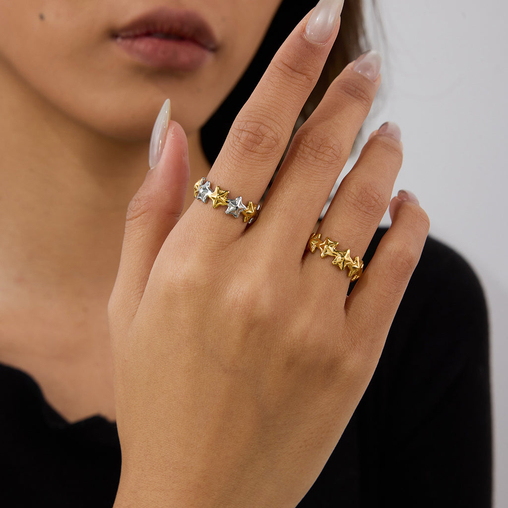 Damen Offener Ring mit modernem, geschwungenem Design aus hochwertigem Edelstahl Shop Nory