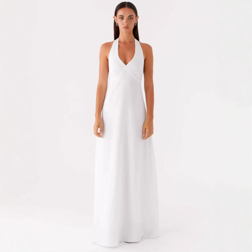 Damen Elegantes Wickelkleid mit V-Ausschnitt und schmalem, fließendem Schnitt