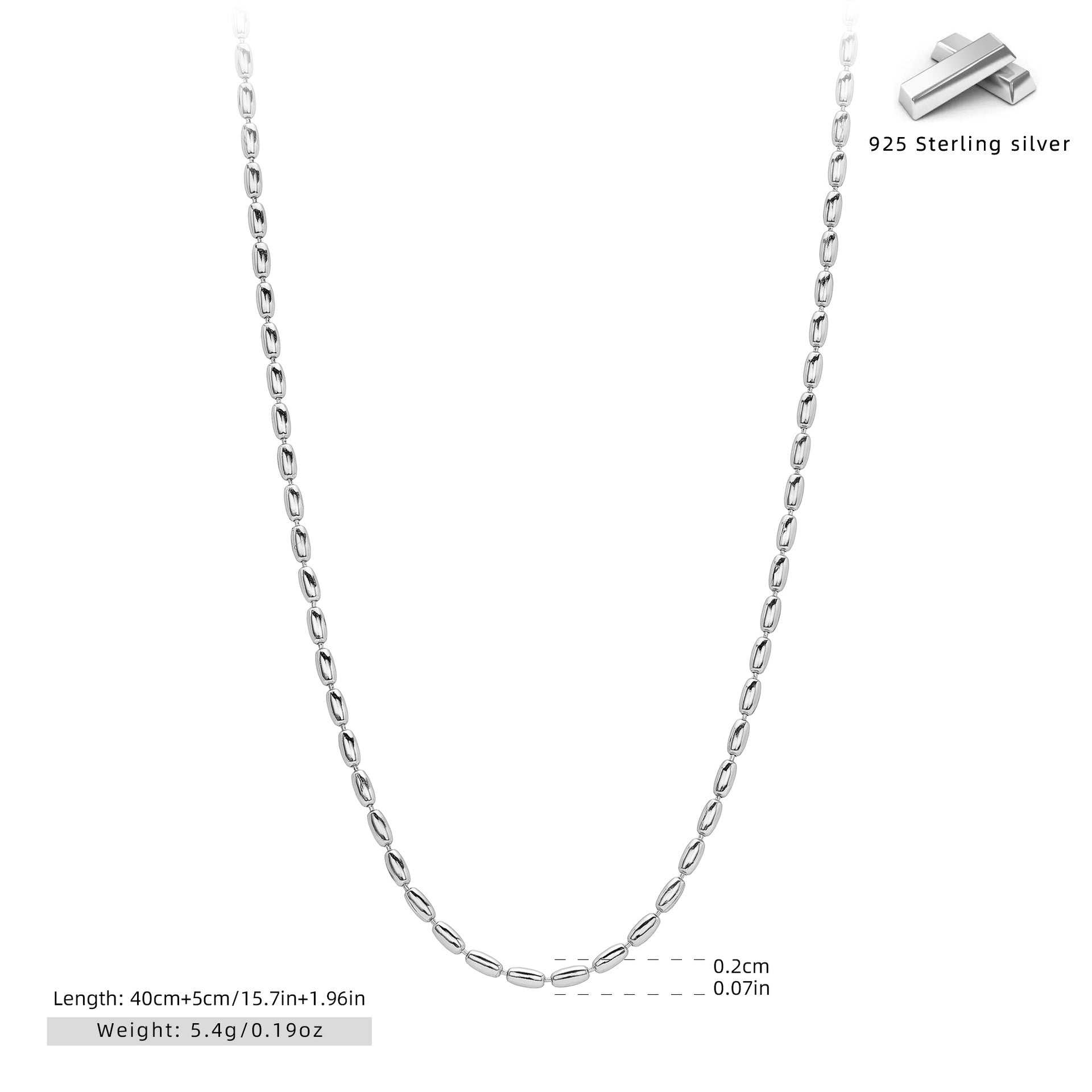 Damen Halskette aus hochwertigem 925 Sterling Silber mit eleganten ovalen Gliederdesign Shop Nory
