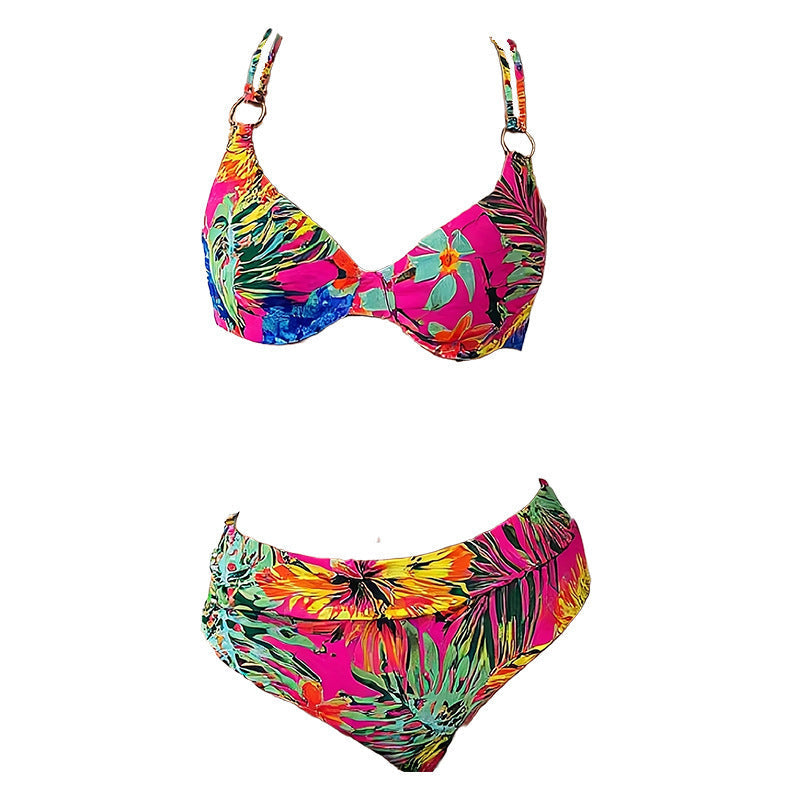 Damen Bikini-Set mit floralem Muster und Ring-Detail