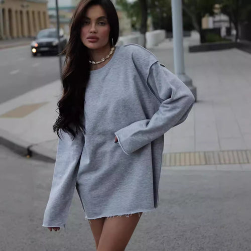 Damen Oversize-Sweatshirt mit rohem Saum und überschnittenen Schultern Shop Nory