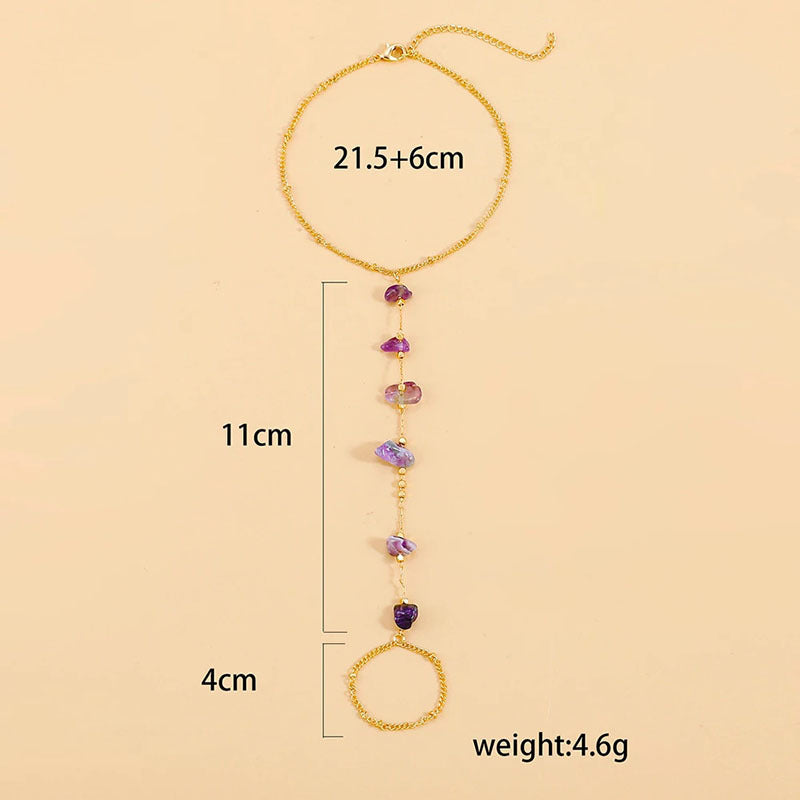 Damen Halskette mit feinen Amethyststeinen und elegantem Gliederdesign Shop Nory