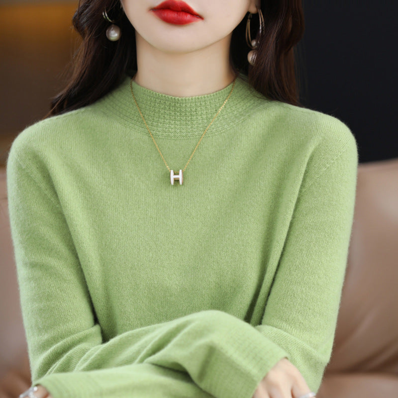 Damen Leichter Feinstrick-Mockneckpullover mit strukturierter Kragenblende Shop Nory