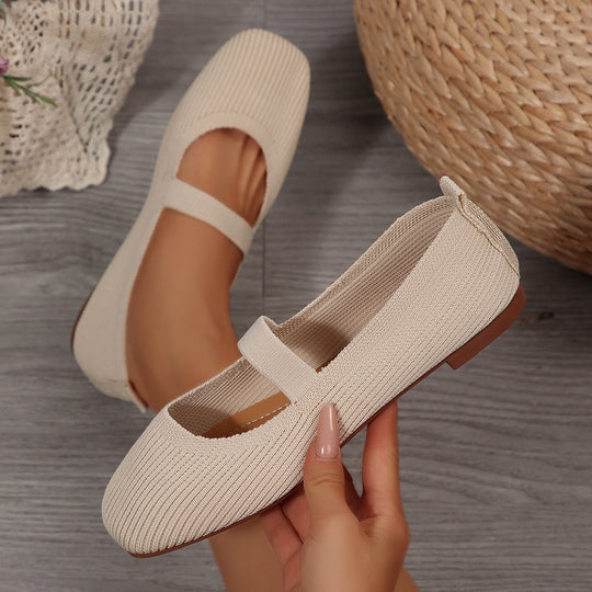 Damen Strick-Ballerina mit elastischem Riemen und flexibler Sohle Shop Nory