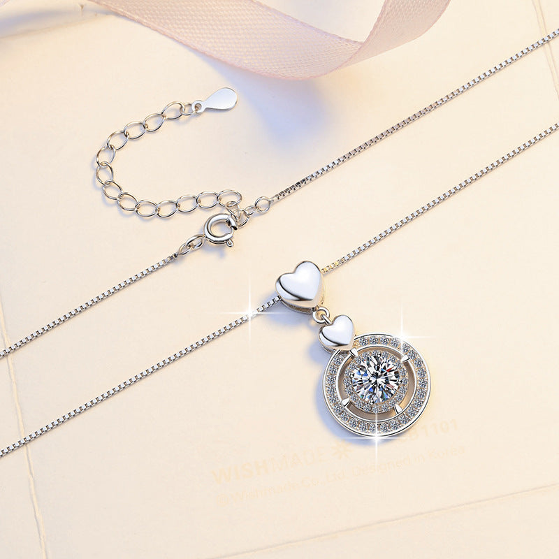 Damen Halskette mit herzförmigem Anhänger und funkelndem Kristalldesign Shop Nory