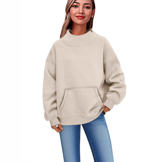 Damen Oversized Hoodie mit Stehkragen und Kängurutasche Shop Nory