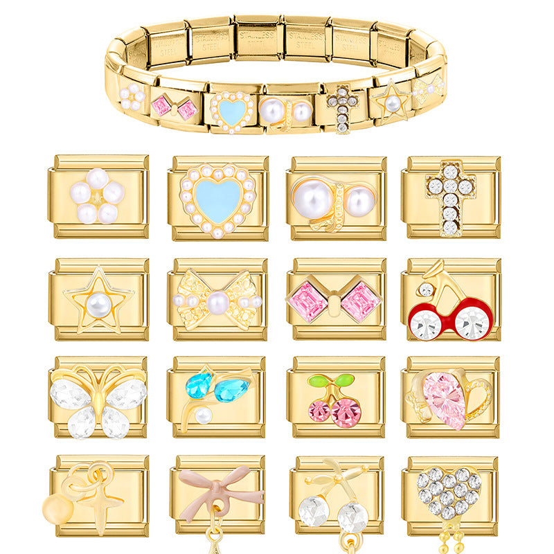 Feiner Italienischer Charm mit Zuchtperlen und Dekorativem Banddetail
