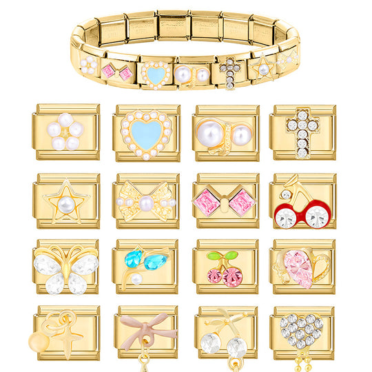 Feiner Italienischer Charm mit Zuchtperlen und Dekorativem Banddetail