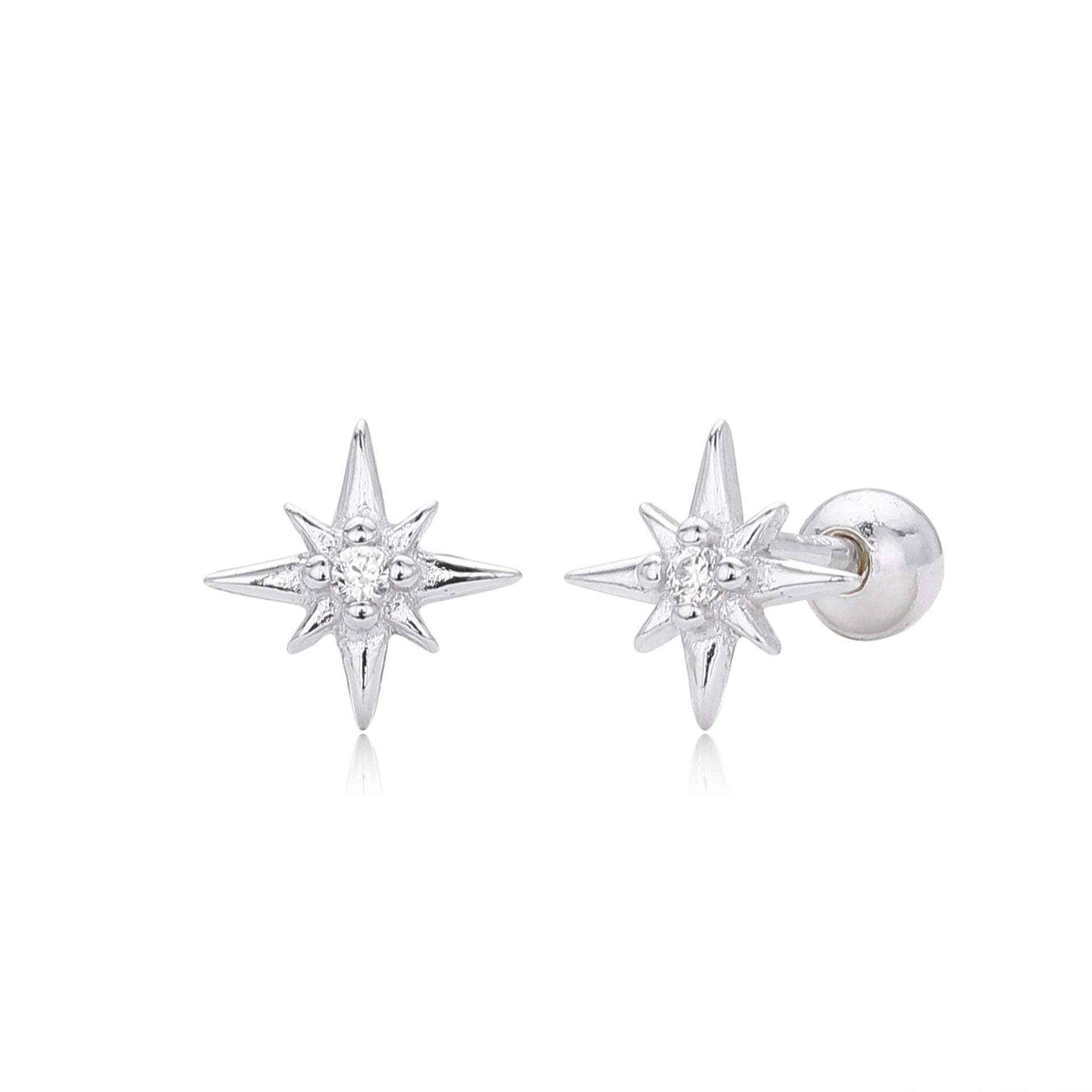 Damen Ohrstecker im funkelnden Sternendesign aus hochwertigem 925 Sterling Silber Shop Nory