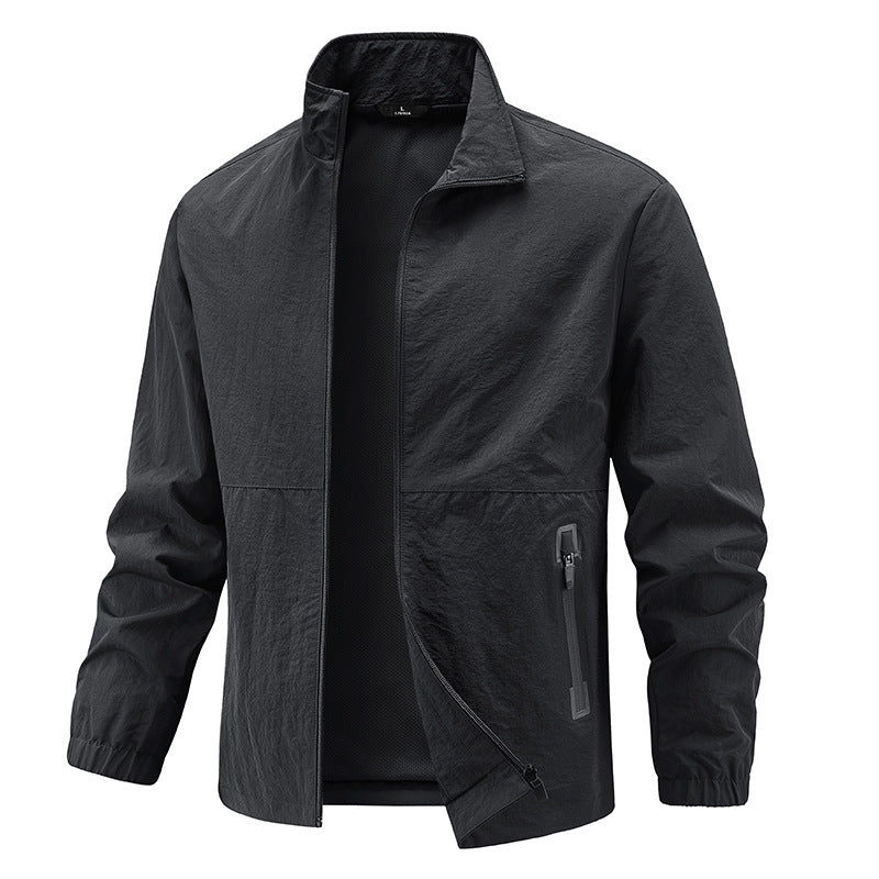 Herren Leichte technische Übergangsjacke mit Stehkragen atmungsaktivem Mesh-Futter und wasserabweisenden Reißverschlusstaschen Shop Nory