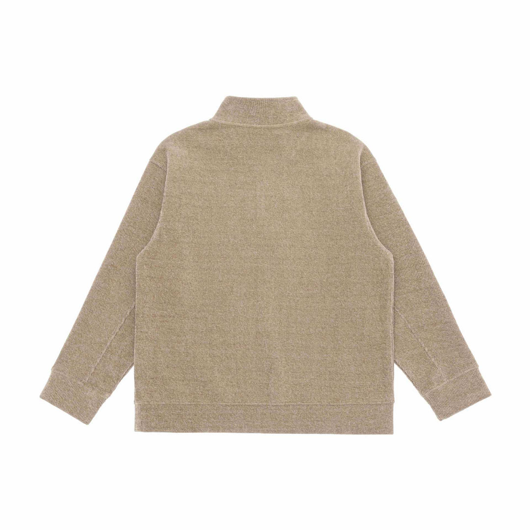 Unisex Feinstruktur-Halfzip-Pullover mit Stehkragen und karierter Knopfleiste Shop Nory