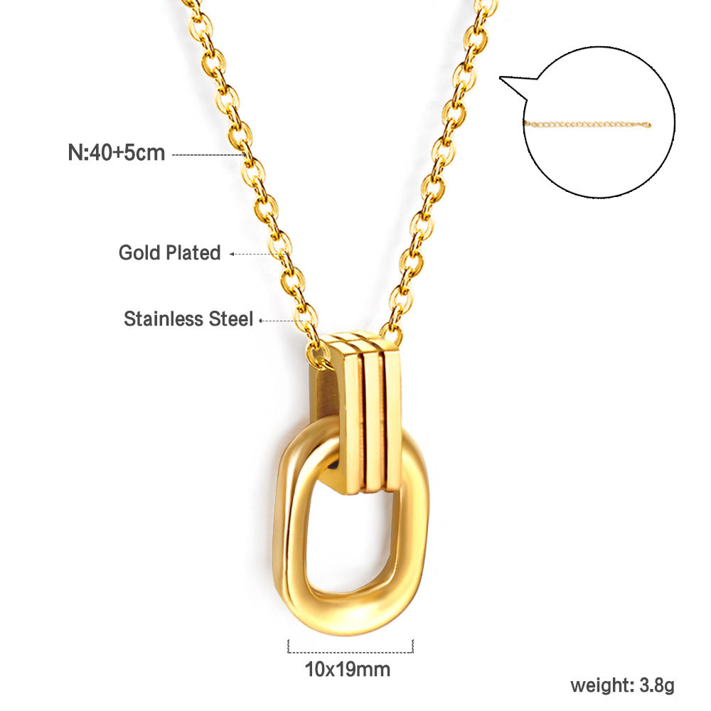 Damen Halskette mit funkelndem Anhänger aus Edelstahl und goldplattiertem Design Shop Nory