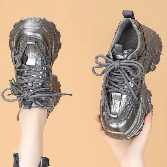 Damen Sportliche Chunky Sneakers mit Glitzer-Elementen und verstärktem Profil