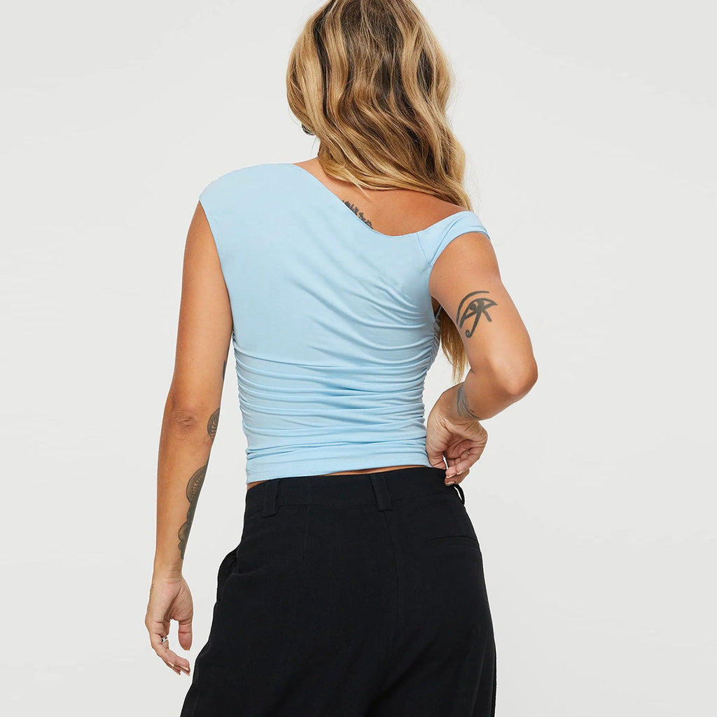 Damen asymmetrisches Oberteil mit schulterfreiem Design und elegantem Schnitt