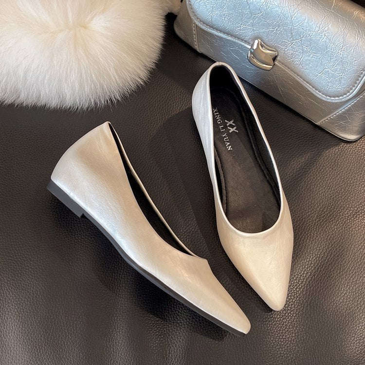 Damen modische spitze Ballerinas aus hochwertigem Leder