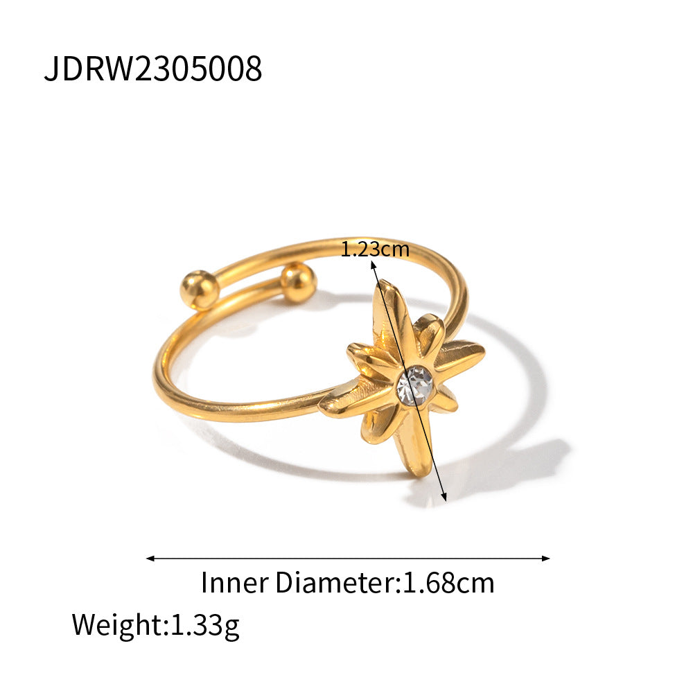Damen Offener Ring mit floralem Design und funkelndem Zirkonia Shop Nory