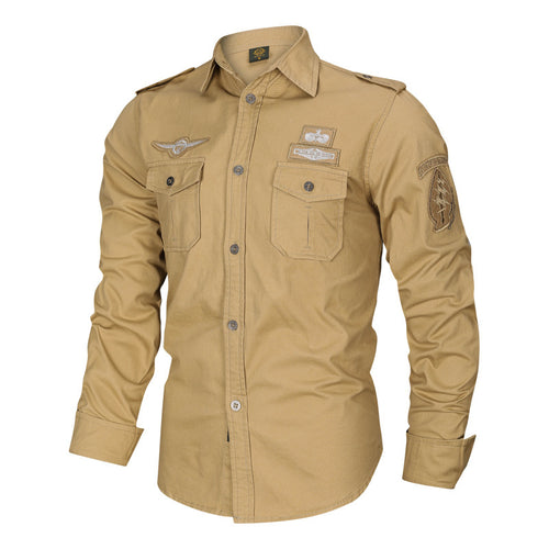 Herren Military-Hemd mit Schulterpatten, aufgesetzten Brusttaschen und Badge-Applikationen Shop Nory