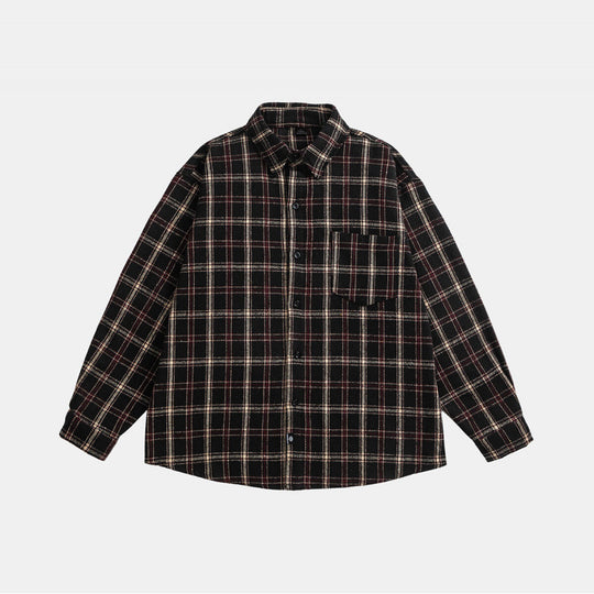 Unisex Oversize Karo-Hemdjacke im Boxy-Cut mit aufgesetzter Brusttasche und Soft-Flanell Shop Nory