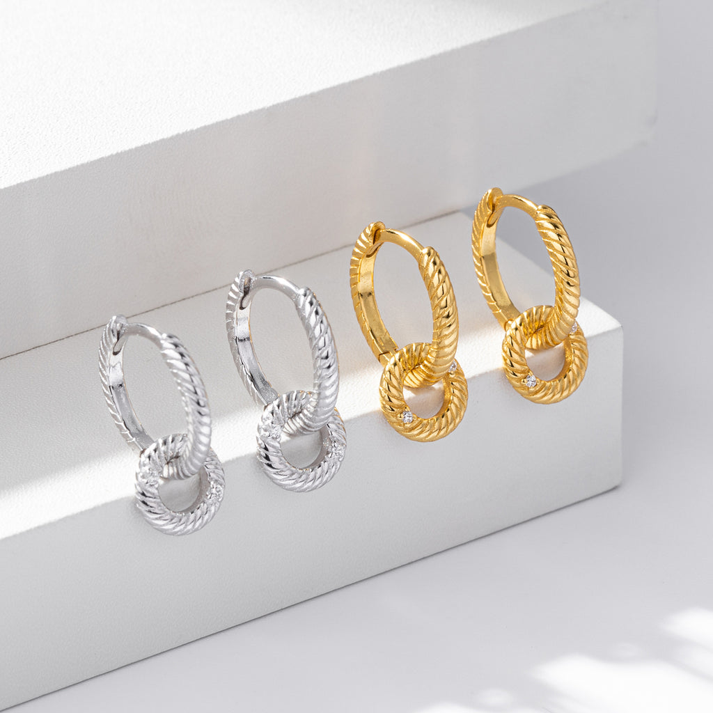 Damen Creolen mit elegantem Ketten- und Zirkon-Design Shop Nory
