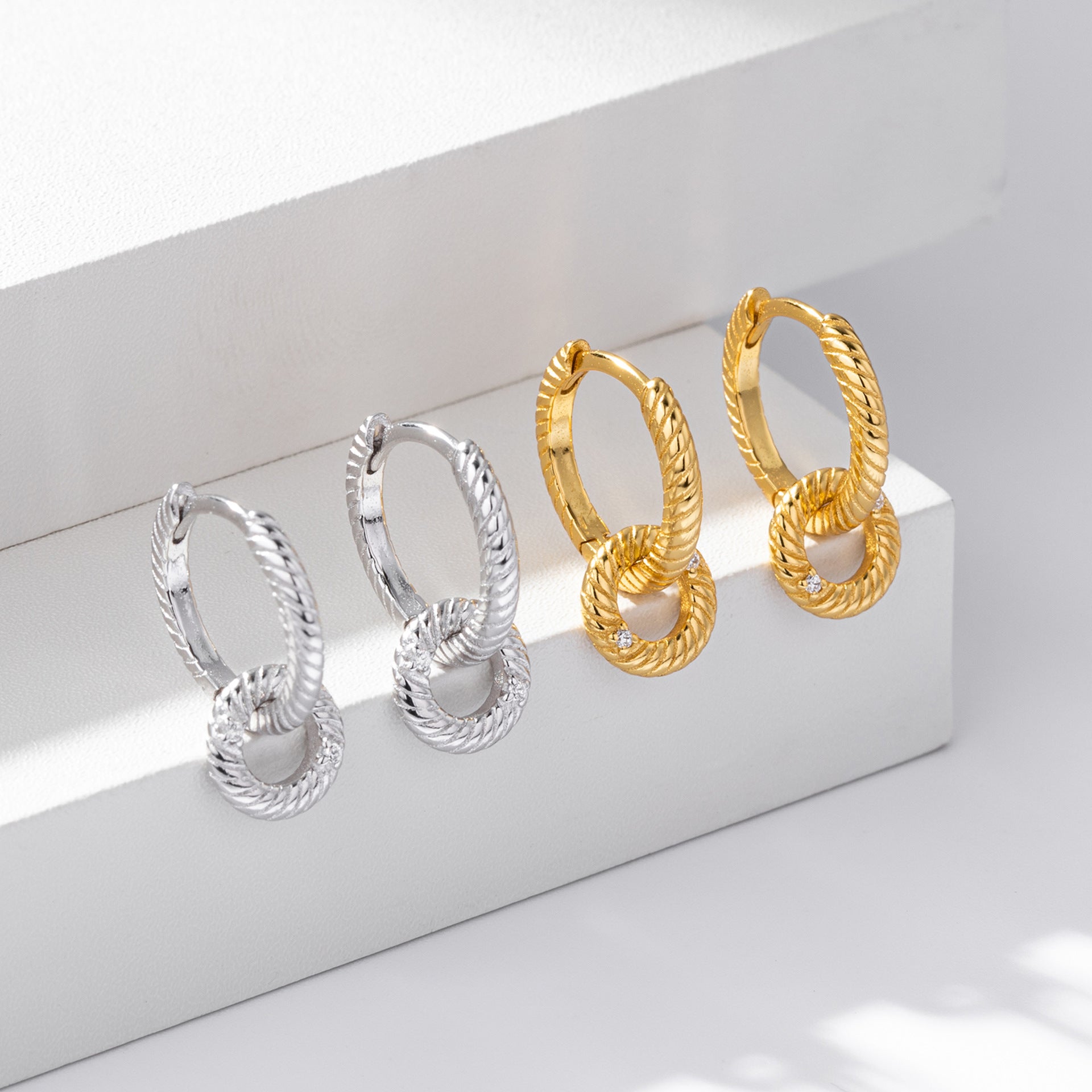 Damen Creolen mit elegantem Ketten- und Zirkon-Design Shop Nory