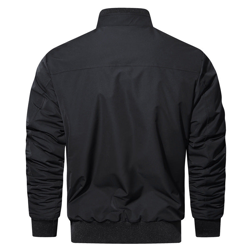 Herren leichter Utility-Bomberjacke mit geripptem Bund, Reißverschluss-Brusttasche und Pattentaschen Shop Nory