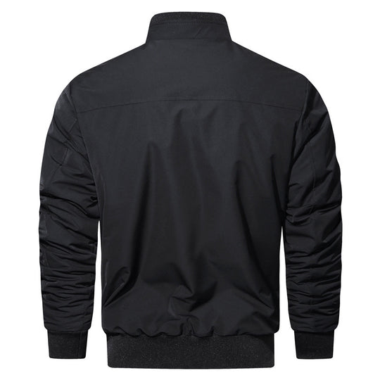 Herren leichter Utility-Bomberjacke mit geripptem Bund, Reißverschluss-Brusttasche und Pattentaschen Shop Nory