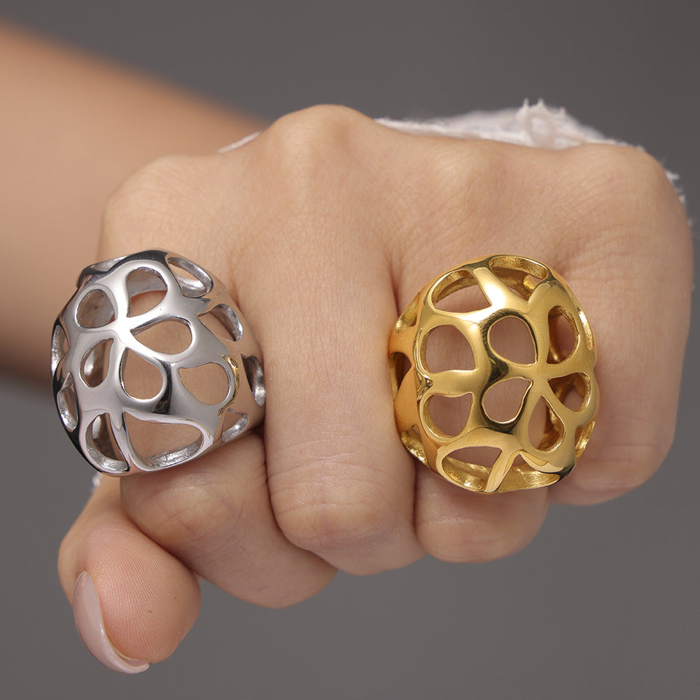 Damenring mit filigranem, durchbrochenem Design aus Edelstahl Shop Nory