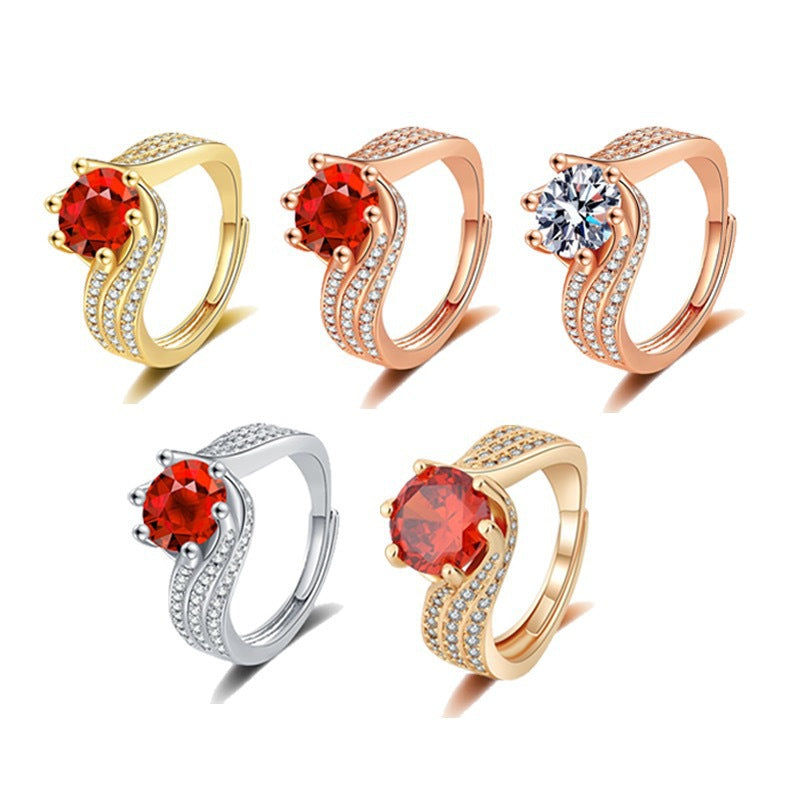 Damen Eleganter Ring mit kunstvollem Zirkonia und strahlendem Hauptstein Shop Nory