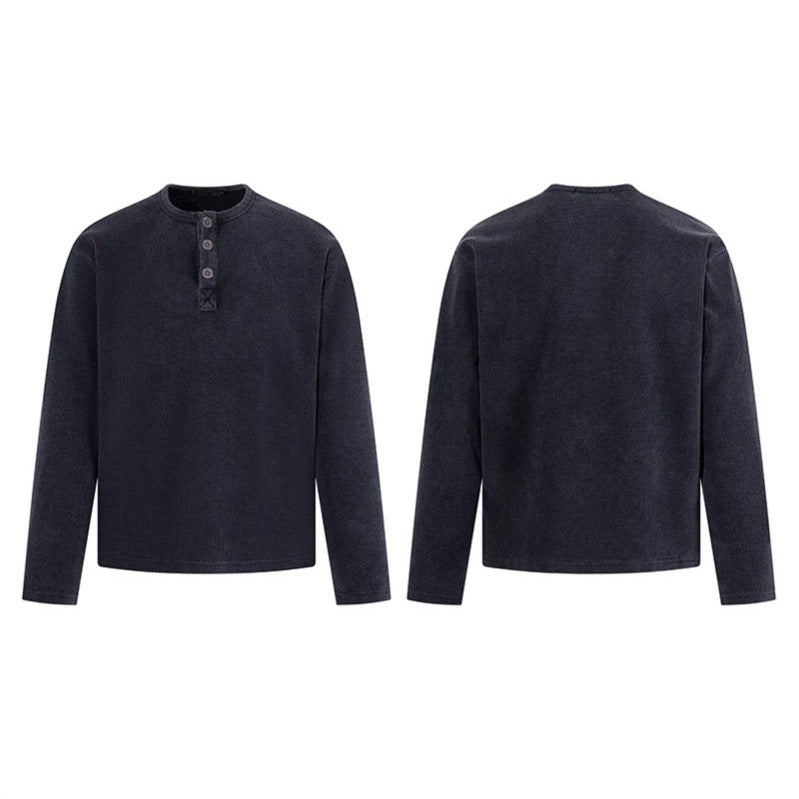 Herren Waffelstrick-Henleyshirt mit Knopfleiste und lässigem Regular-Fit Shop Nory