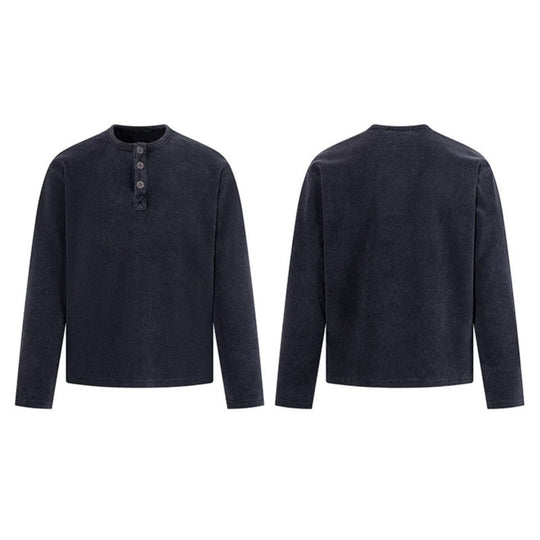 Herren Waffelstrick-Henleyshirt mit Knopfleiste und lässigem Regular-Fit Shop Nory