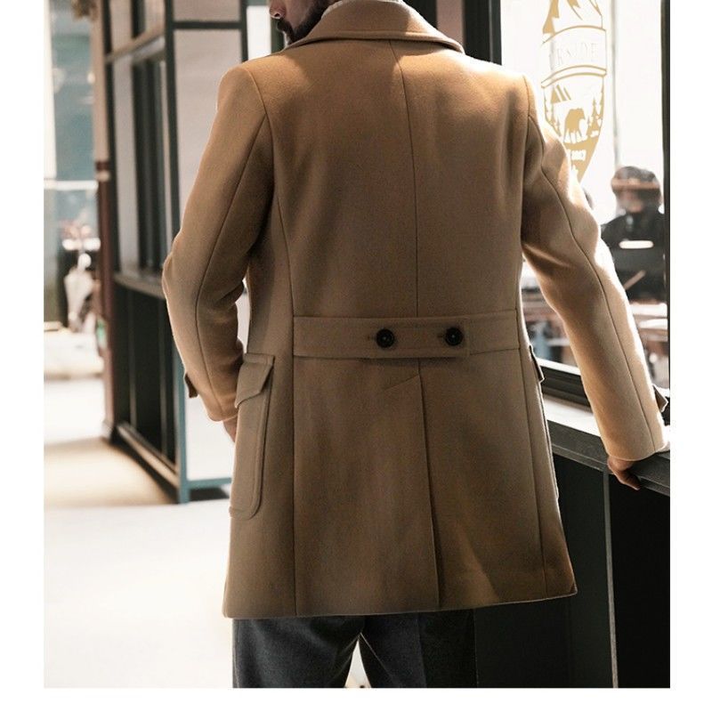 Herren Doppelreihiger Peacoat aus Wollmix mit Metallknöpfen und aufgesetzten Pattentaschen Shop Nory