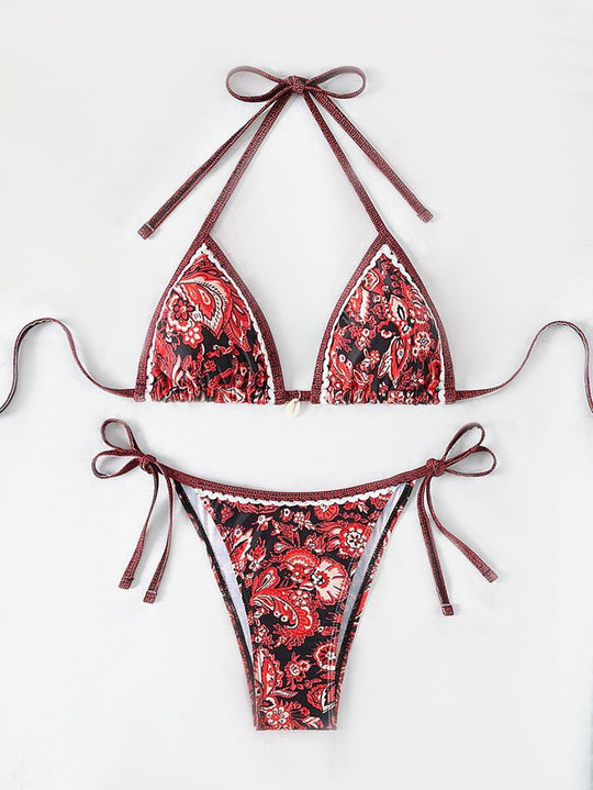 Damen Triangel-Bikini-Set mit verstellbaren BindShopnoryändern und floralem Design